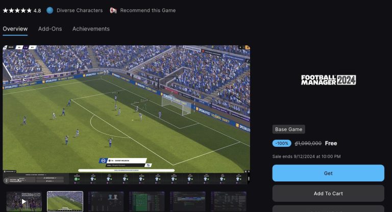 Miễn phí Football Manager 2024 game mô phỏng quản lý bóng đá trị giá 1 triệu VNĐ